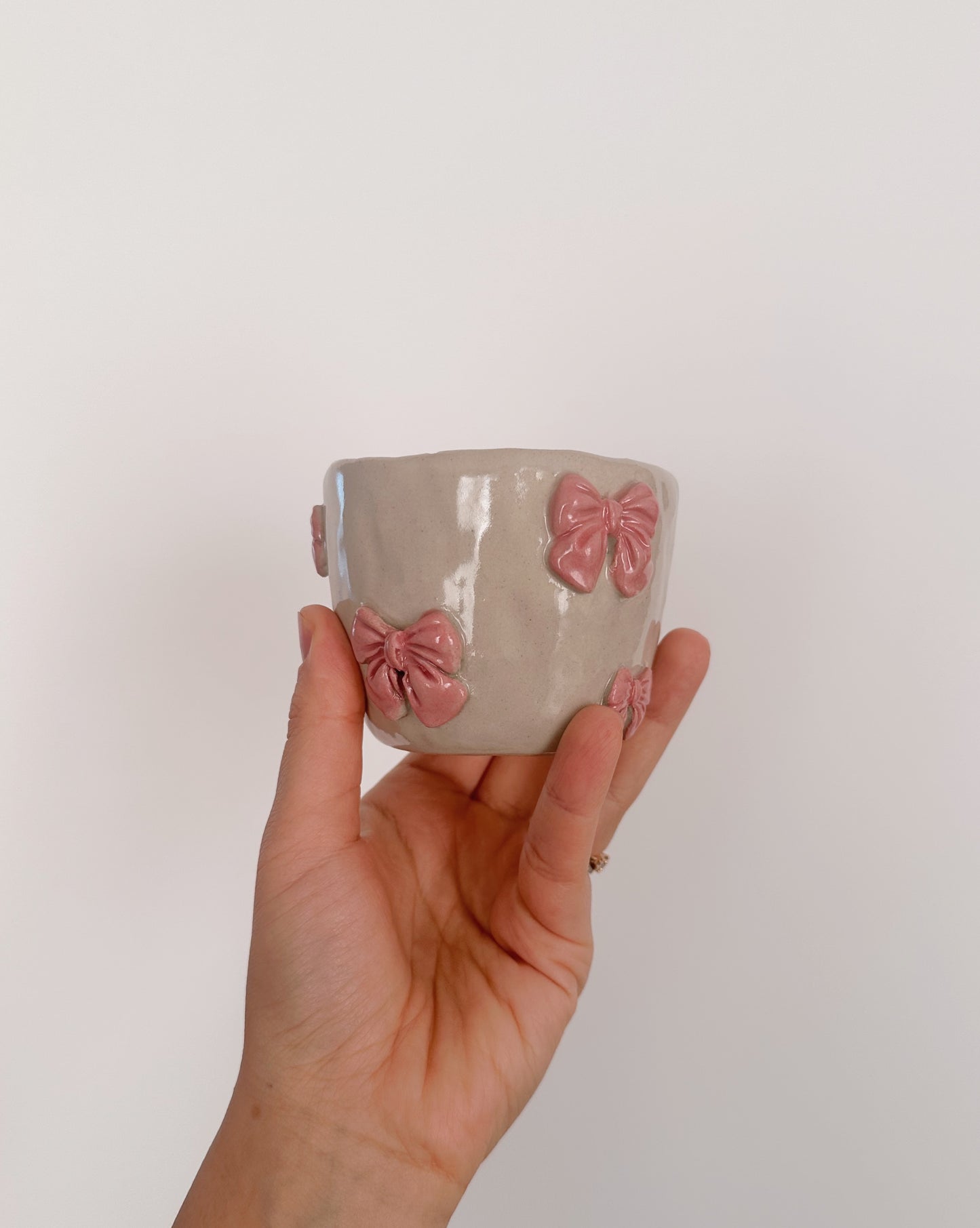 Pink bows espresso mug