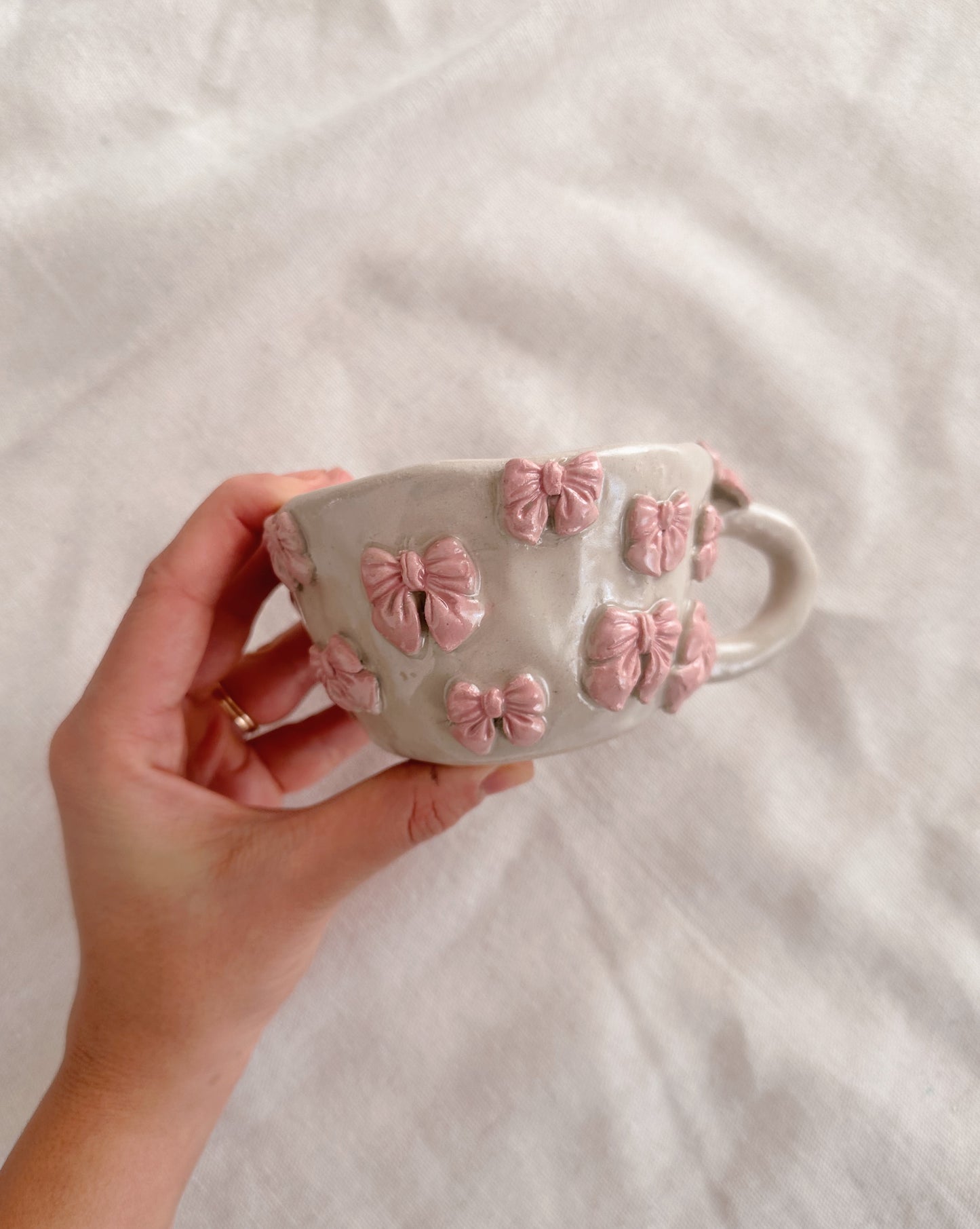 Pink bow espresso mug