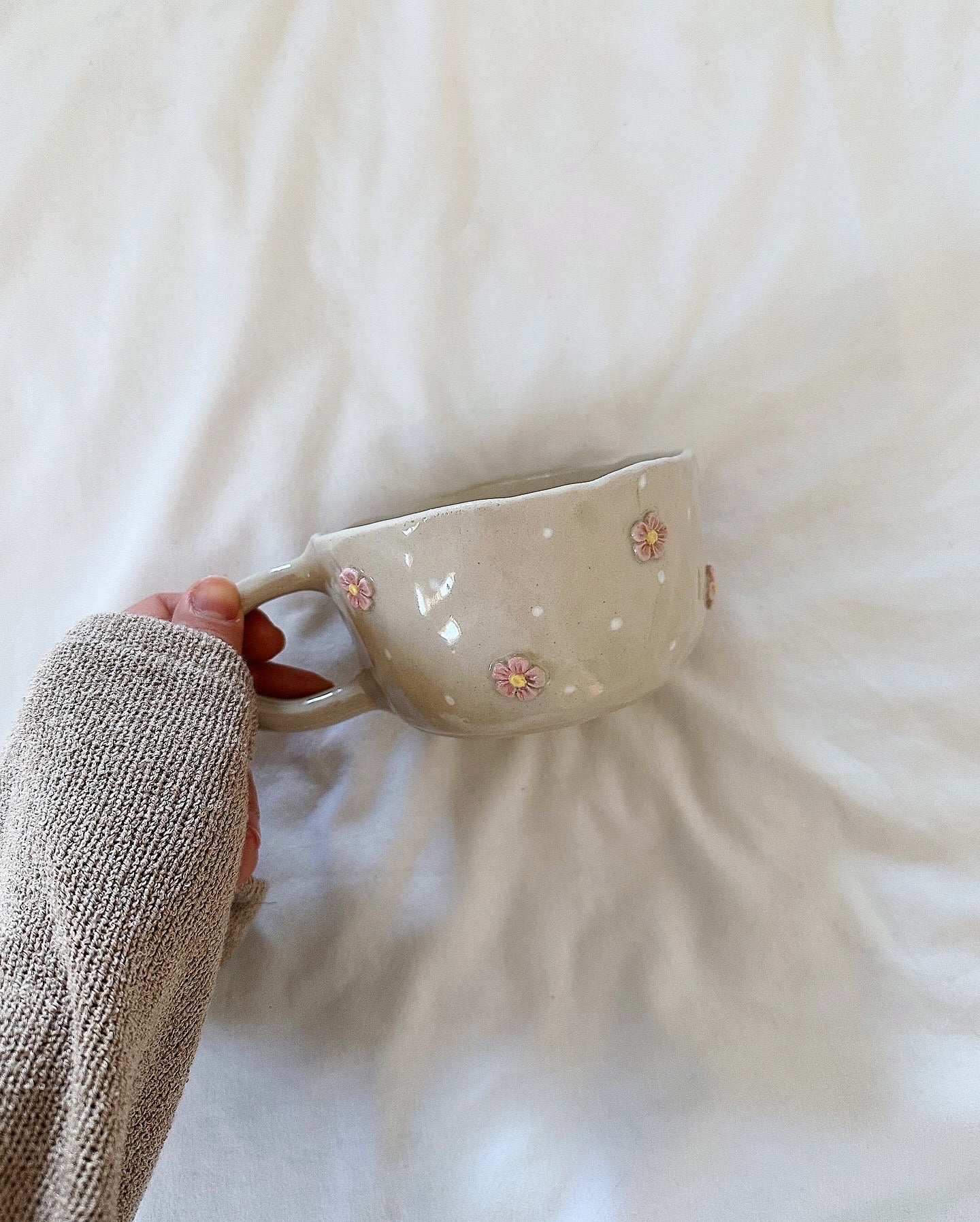 Pink flowers and strawberry mug