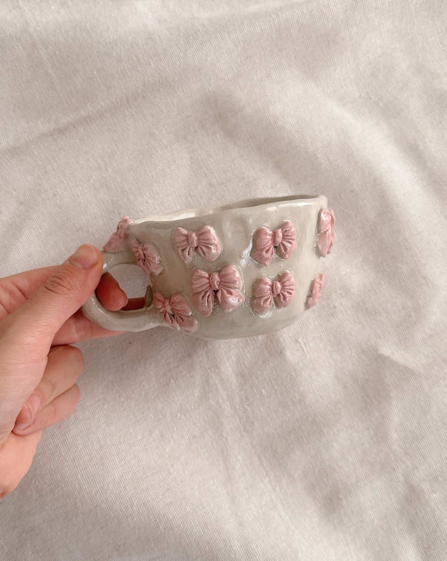 Pink bow espresso mug