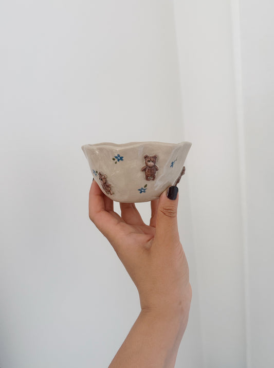 TEDDY small bowl with handpainted blue flowers