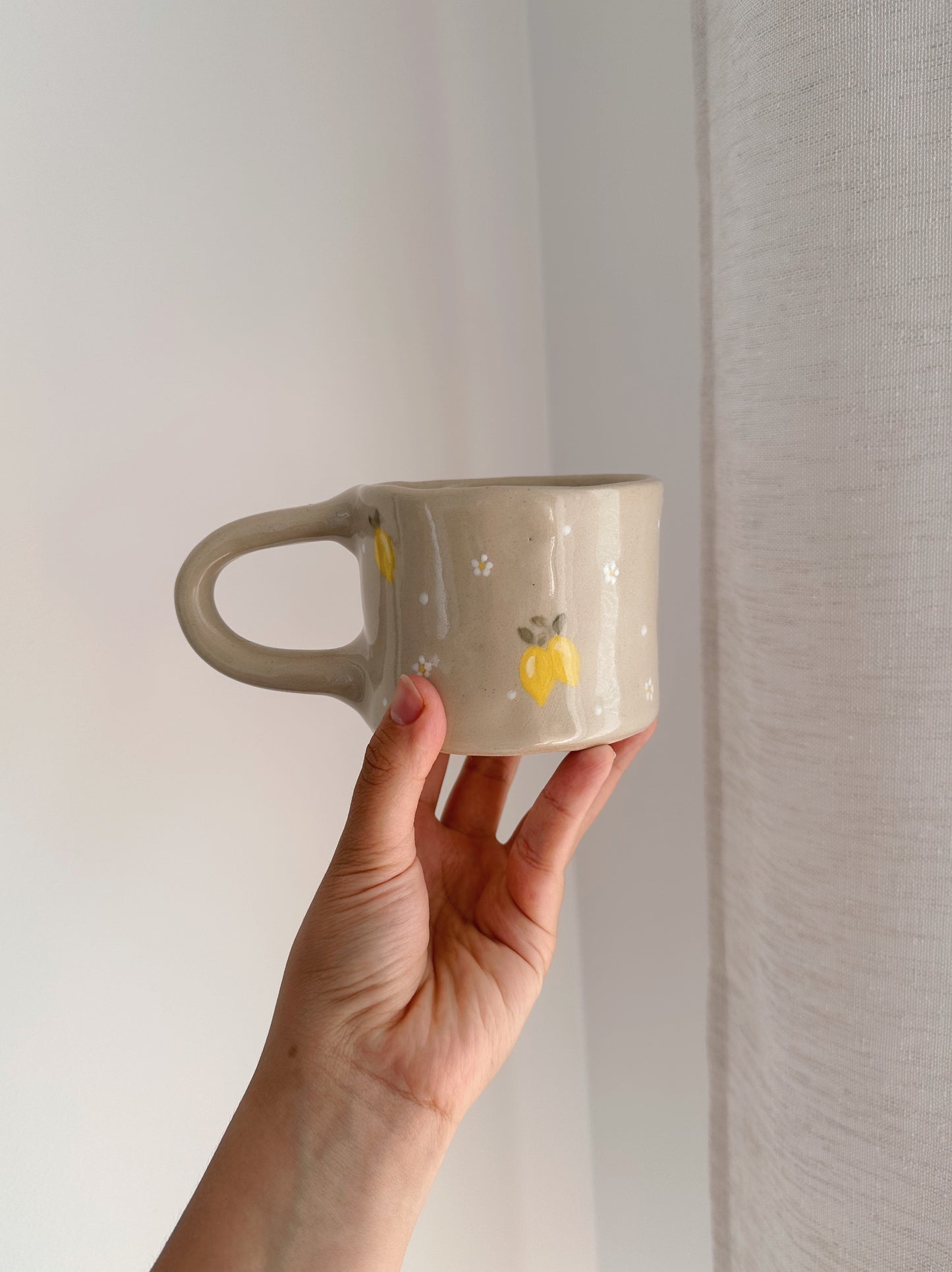 LEMON mug with lemons and flowers