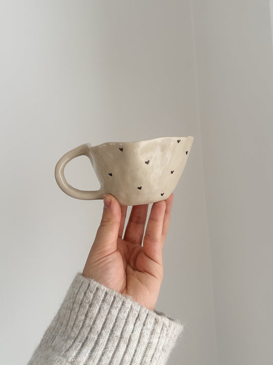 Mug with handpainted hearts