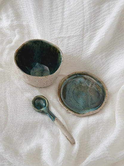 BARE matching set with mug, saucer and spoon