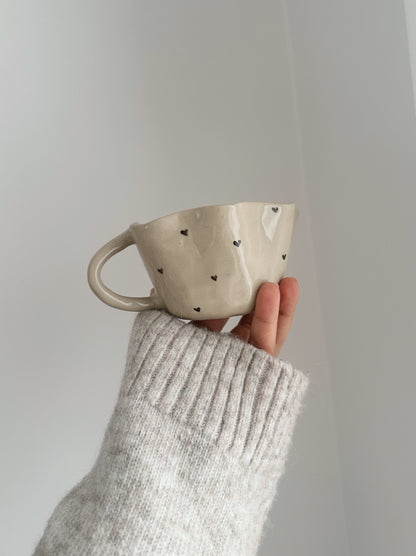 Mug with handpainted hearts
