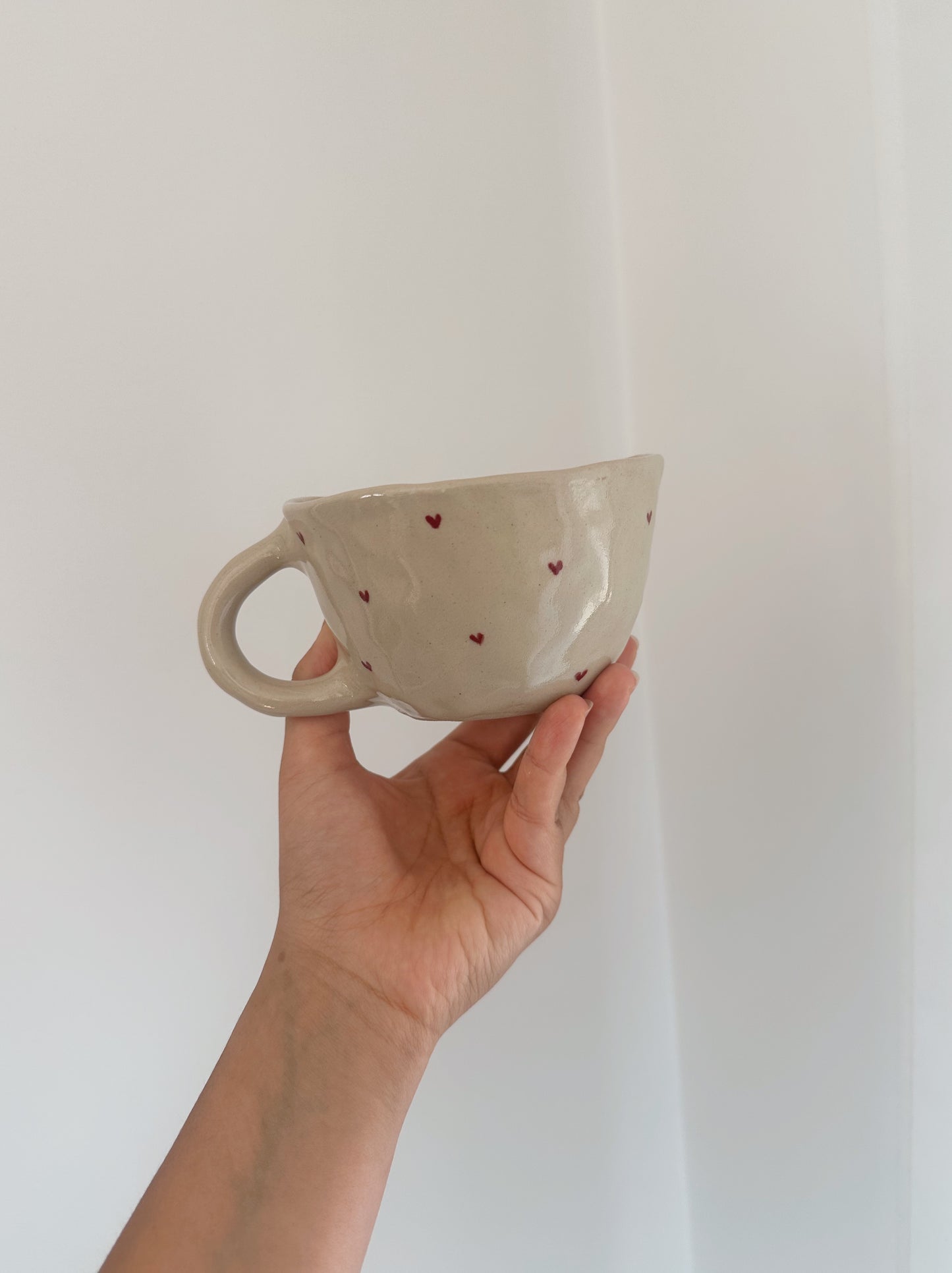 HEARTS mug with handpainted hearts