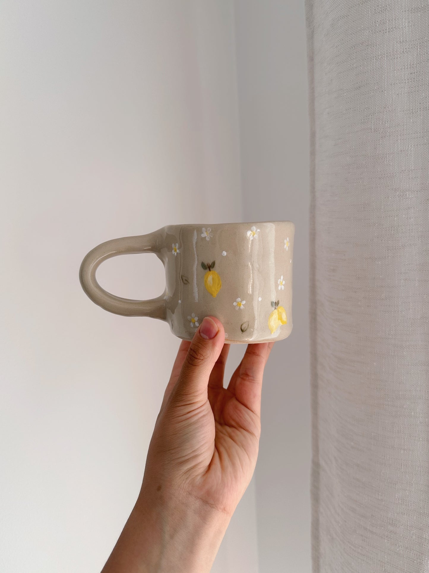 LEMON mug with lemons and flowers