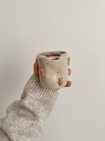 TEDDY take away mug with dark red bow