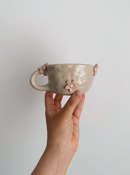 FLOWER mug pink flowers (broken flower petal)