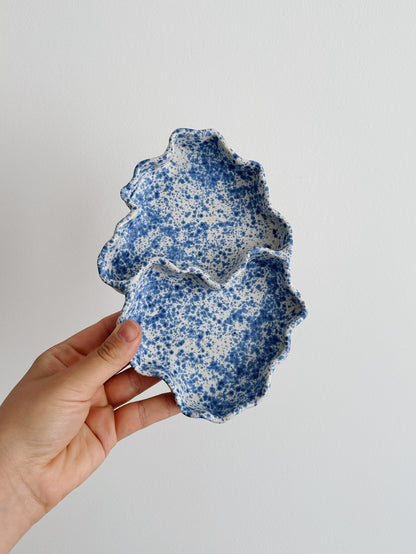 WAVY plate with speckled blue & white glaze