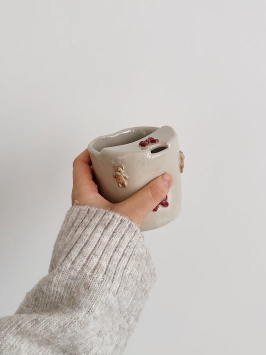 TEDDY takeaway mug with red bows