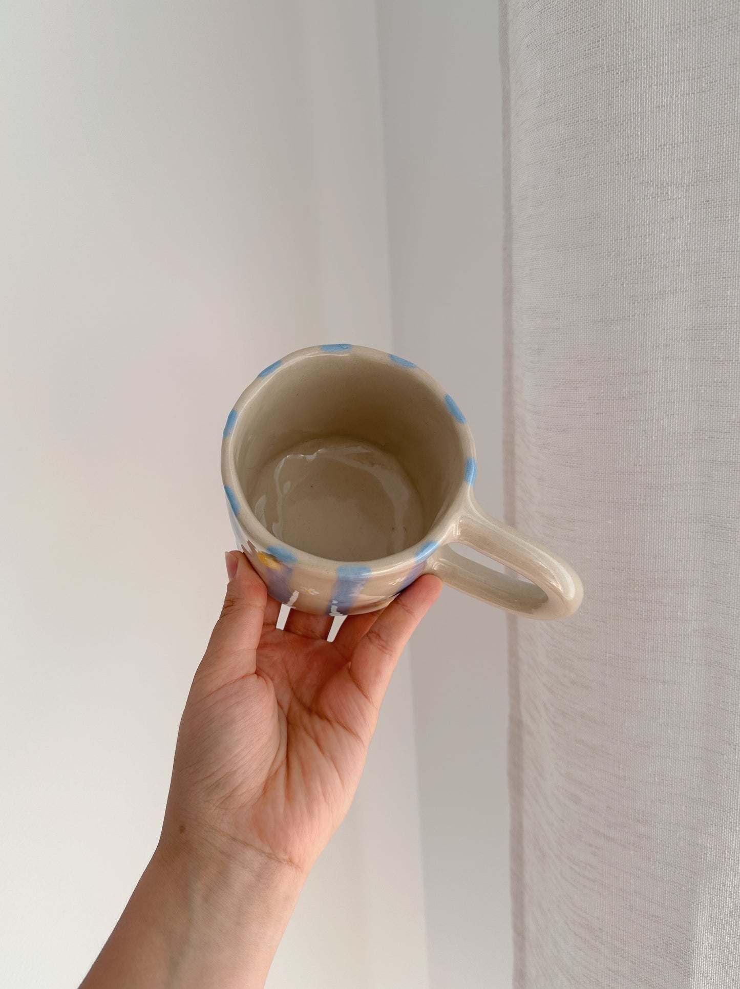 LEMON mug with stripes and flowers