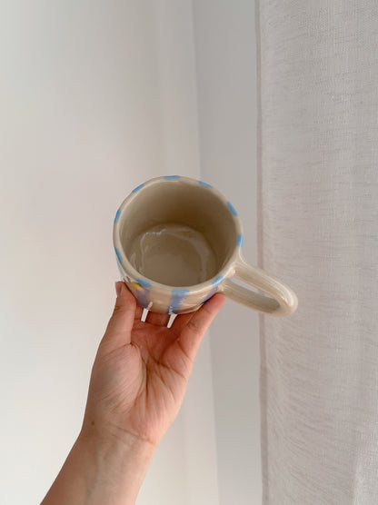 LEMON mug with stripes and flowers