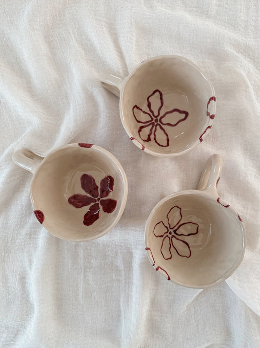 Handpainted flower mugs