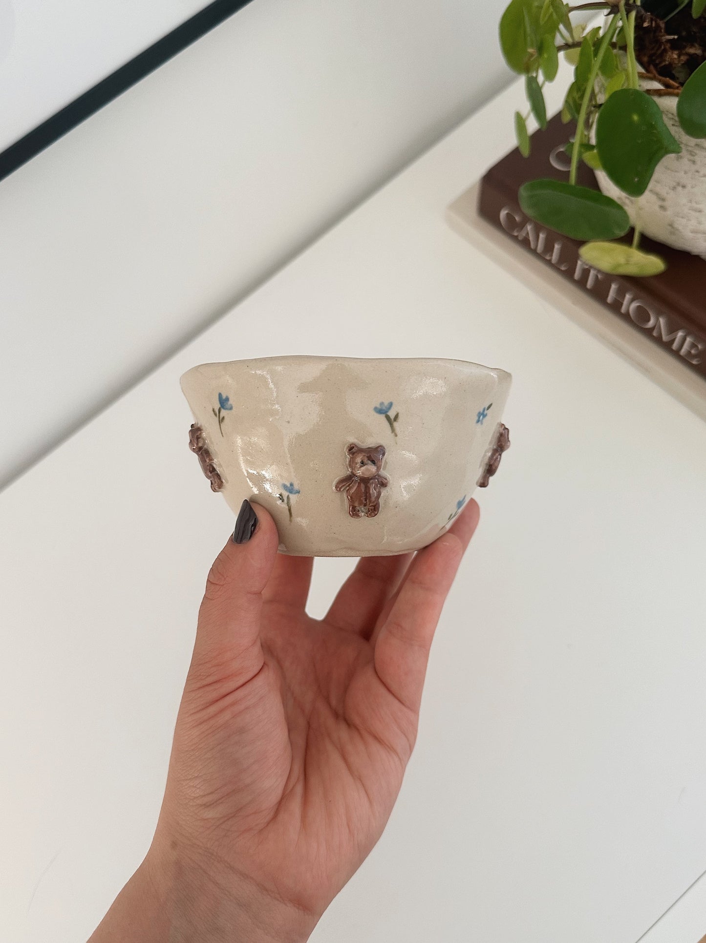 TEDDY small bowl with handpainted blue flowers