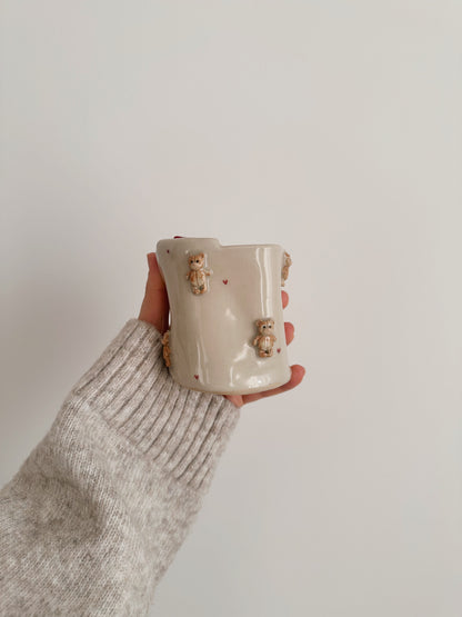 TEDDY take away mug with dark red bow