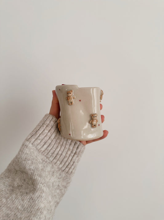 TEDDY take away mug with dark red bow