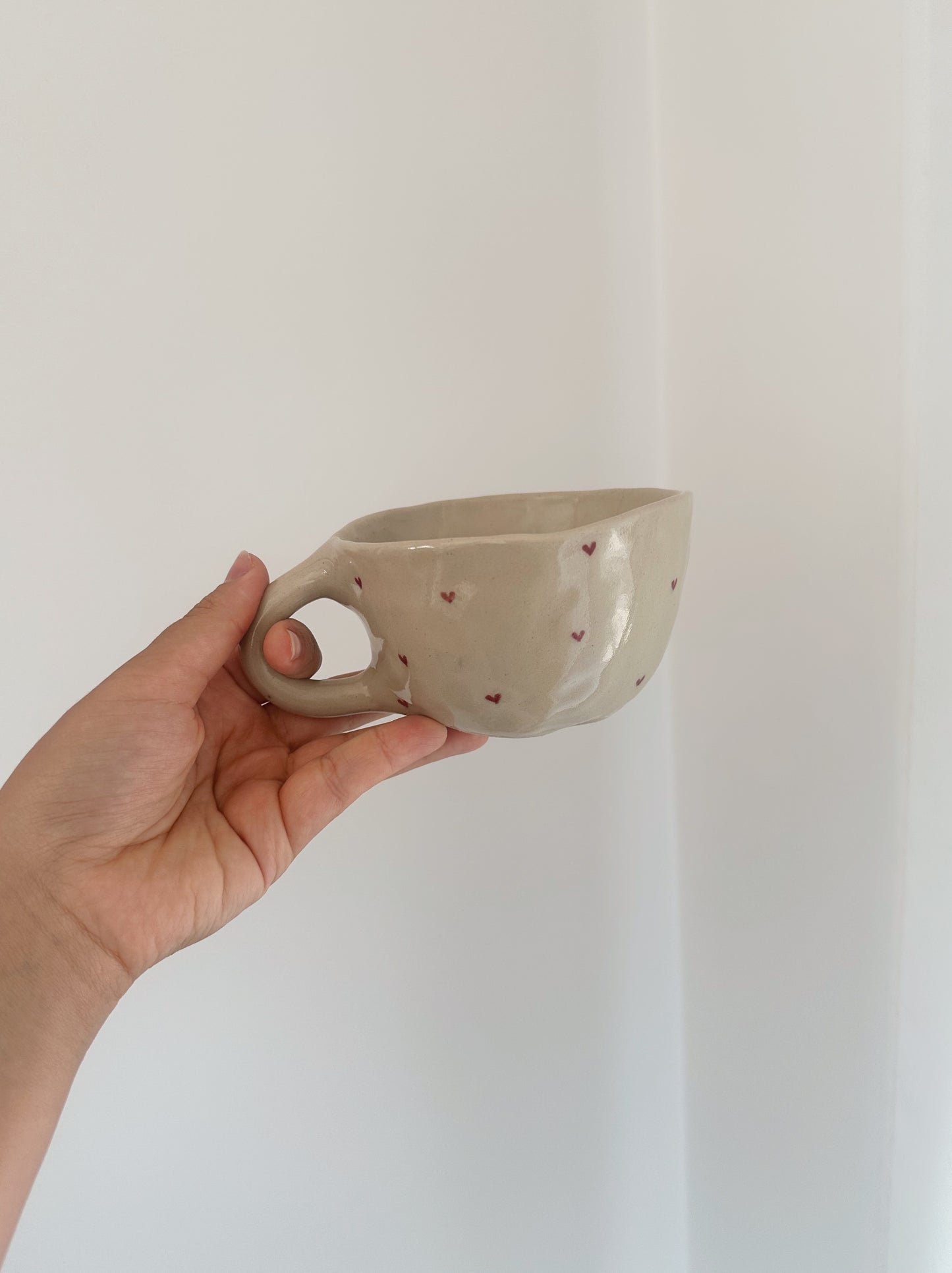 HEARTS mug with handpainted hearts