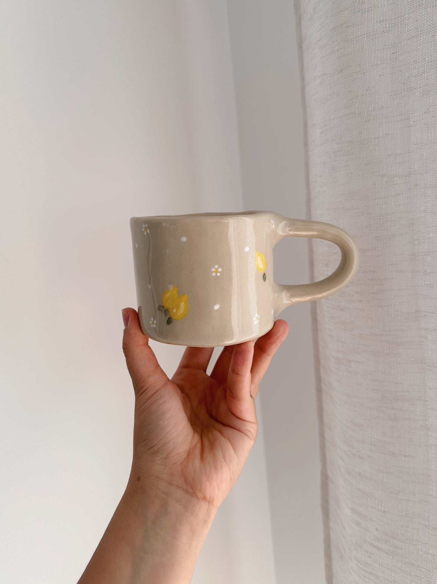 LEMON mug with lemons and flowers