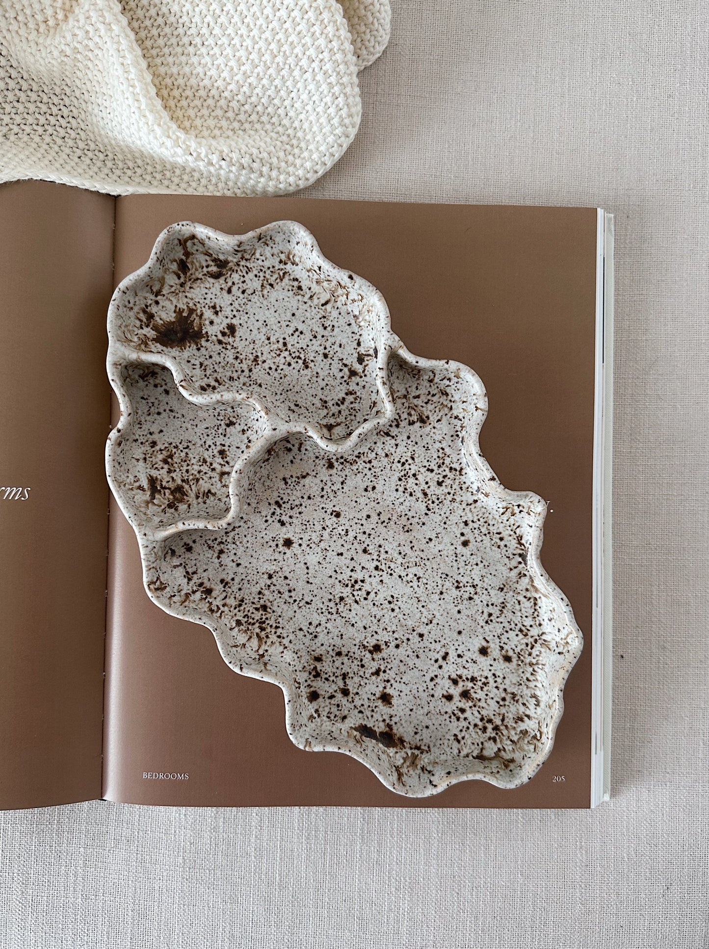WAVY large brown speckled plate