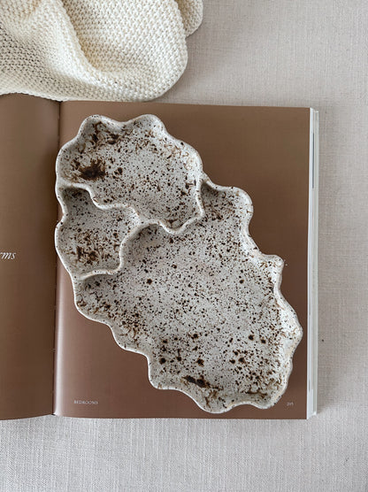 WAVY large brown speckled plate