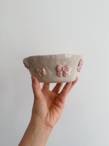 Pink bow bowl