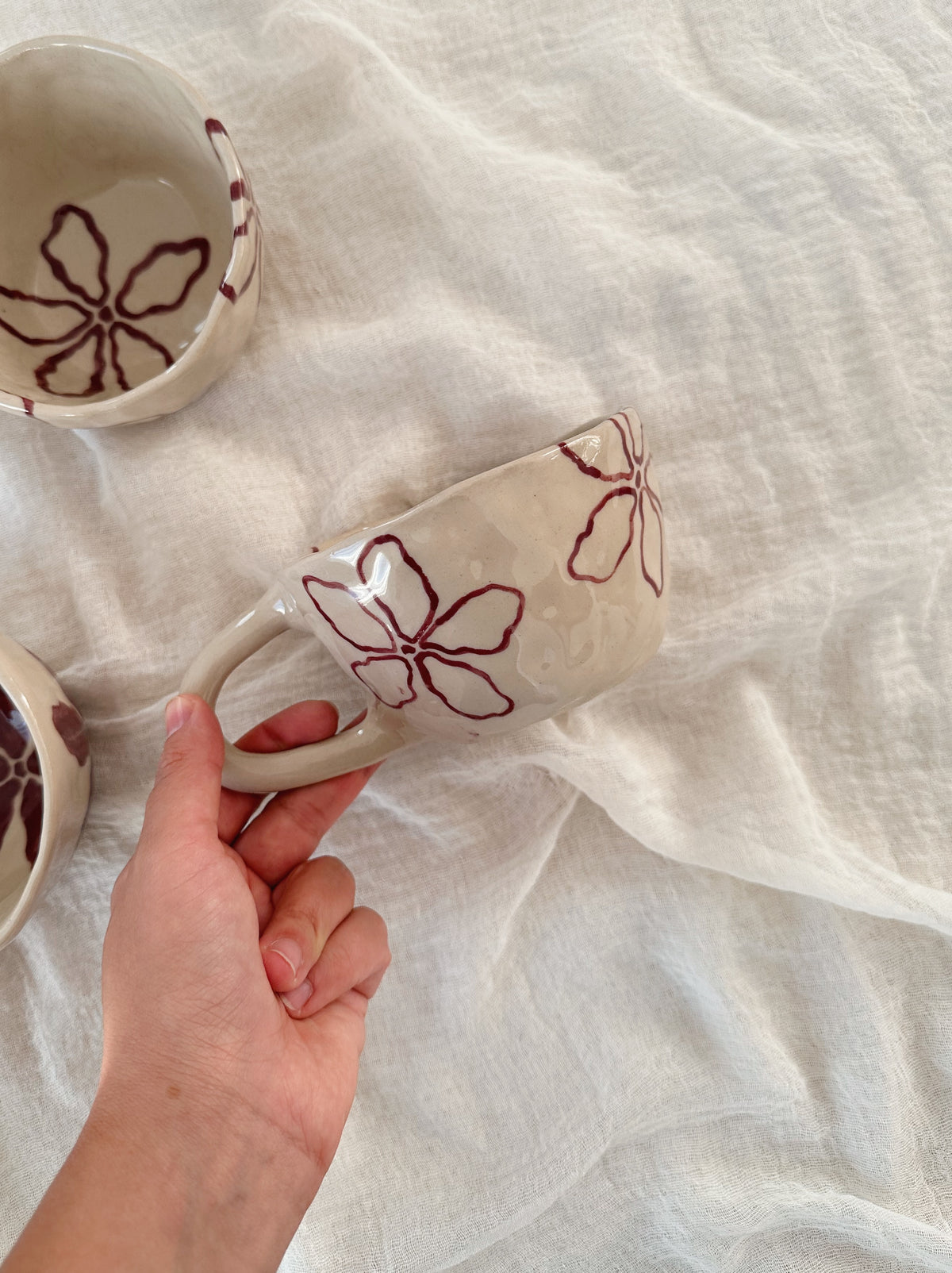 Handpainted flower mugs