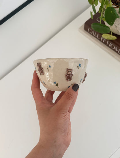TEDDY small bowl with handpainted blue flowers
