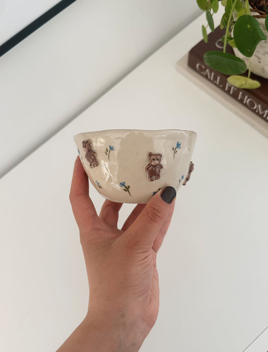 TEDDY small bowl with handpainted blue flowers