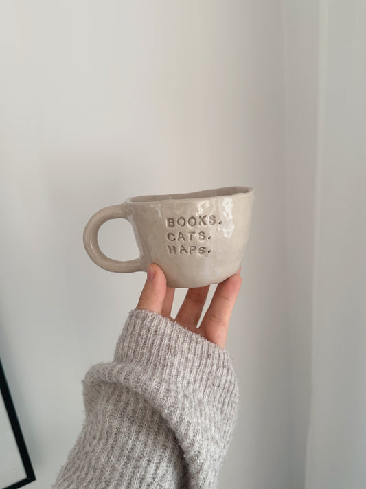 Books. Cats. Naps. mug