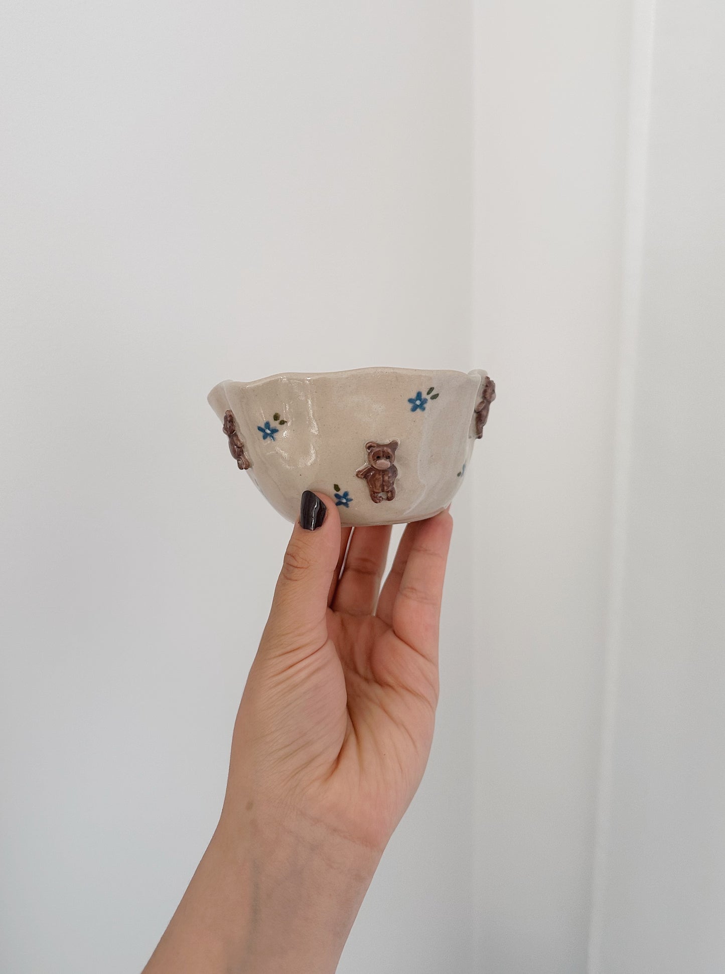 TEDDY small bowl with handpainted blue flowers