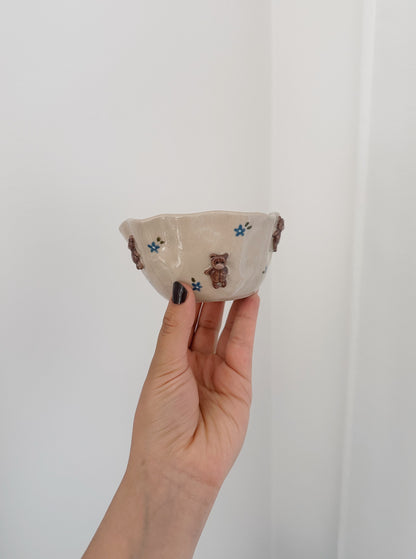 TEDDY small bowl with handpainted blue flowers