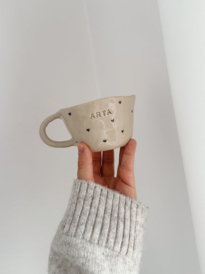PERSONALIZED mug with handpainted hearts