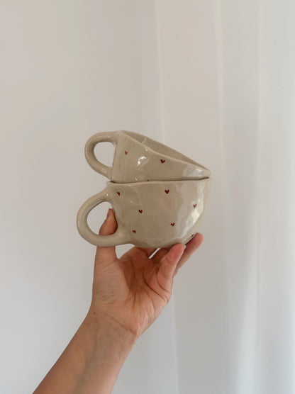 HEARTS mug with handpainted hearts