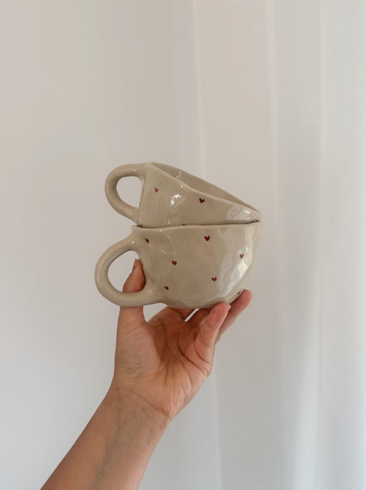 HEARTS mug with handpainted hearts