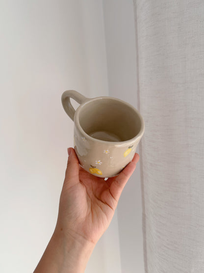 LEMON mug with lemons and flowers