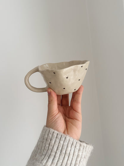 Mug with handpainted hearts