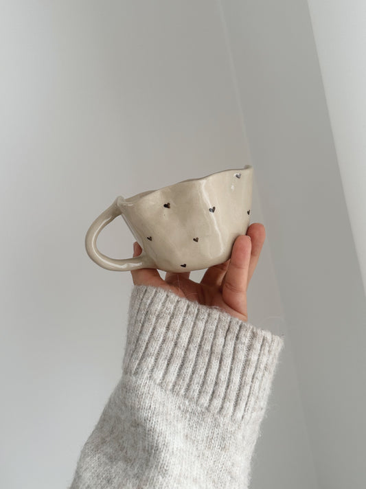Mug with handpainted hearts