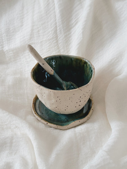 BARE matching set with mug, saucer and spoon