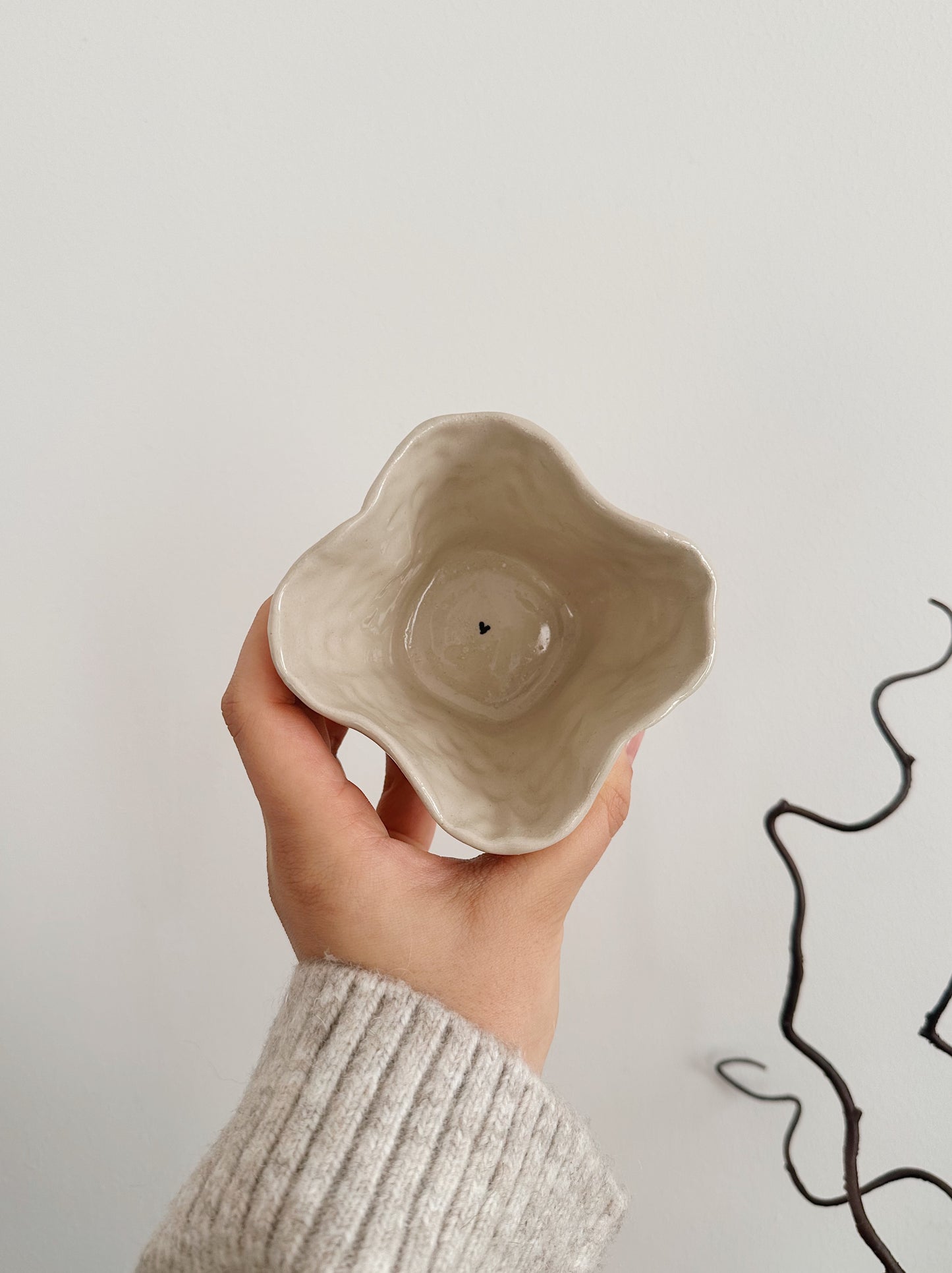 Latte mug with black handpainted hearts