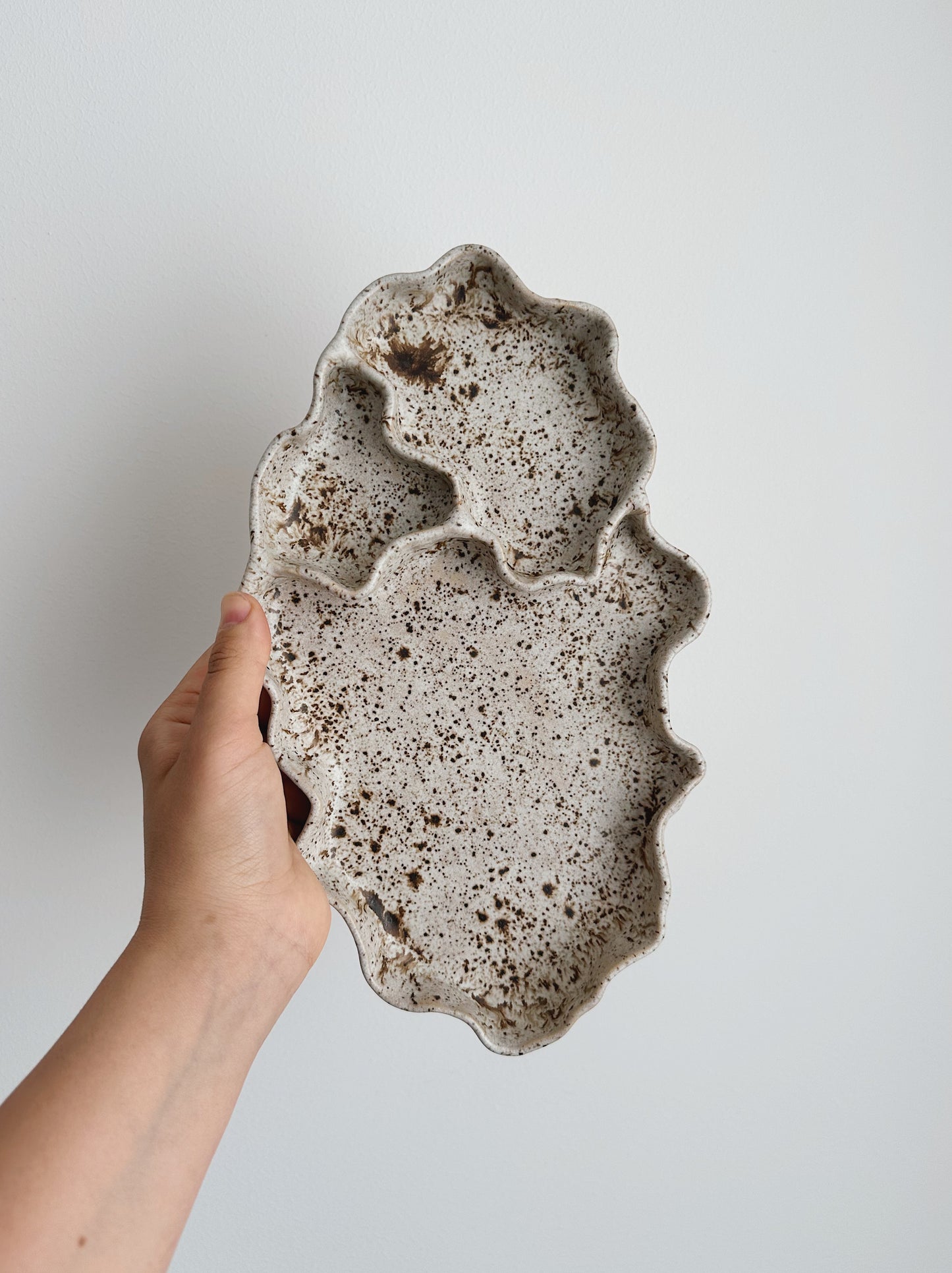 WAVY large brown speckled plate