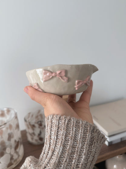 Pink bows matcha bowl
