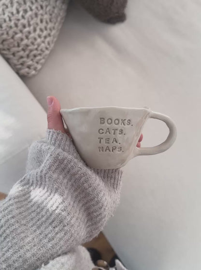 Books. Cats. Tea. Naps. mug